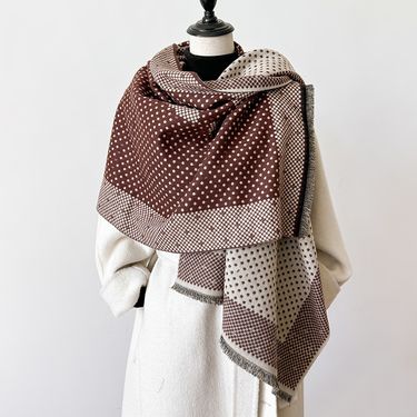 2024 Autumn/Winter New Thousand Bird Grid Dot Printed Simple High end Women's  Cashmere Scarf with Shawl Waist_voghion.com