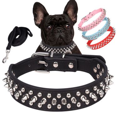 Hot Selling Anti Bite Rivet Pet Super Cool Bullet Head Collar, Punk Style Small And Medium-sized Dog Leash_voghion.com