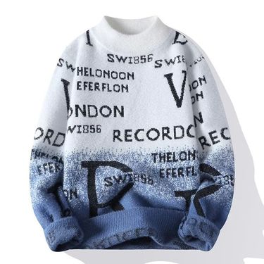 Men's Clothing 2024 Autumn and Winter New Sweater Men's Trendy Distinctive Half-turtleneck Sweater Sweater Thickened Mink Sweater_voghion.com