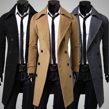Men's Clothing Autumn/Winter Long Double Breasted Trench Coat Men's Woolen Coat Slim Fit Woolen Coat_voghion.com