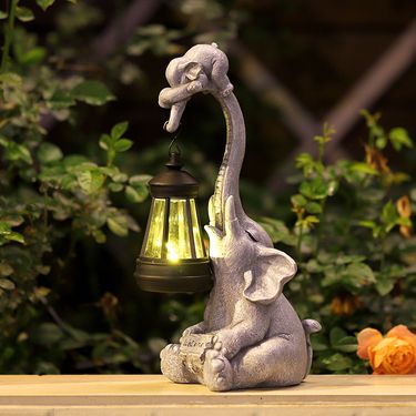 New Solar Lighting Courtyard Garden Decoration Elephant Ornaments Crafts Balcony Lawn Lamp_voghion.com