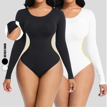 Seamless Long-Sleeve Shapewear Bodysuit For Women – Tummy Control & Butt Lifting Full Body Slimming Underwear_voghion.com
