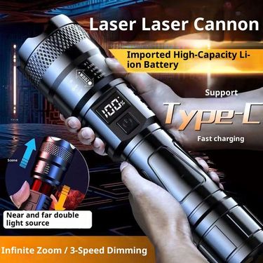 Special Forces Flashlight Strong Light Rechargeable Emergency Lighting Laser Lighting Ultra Long LED Light Outdoor Light_voghion.com