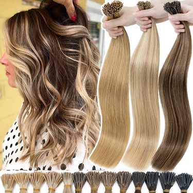 18" 20" Extensions Stick I Tip 100% Real Remy Human Hair Cold Fusion Pre Bonded Remy Human Hair Extensions 0.5g/s_voghion.com