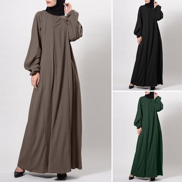Women’s Clothing New Arrival Casual Loose Robe Islamic Muslim Dress Solid Color Robe Robe Elegant Robe_voghion.com