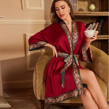 Women's Clothing Style Nightgown Female Luxury Noble Home Satin Bathrobe_voghion.com