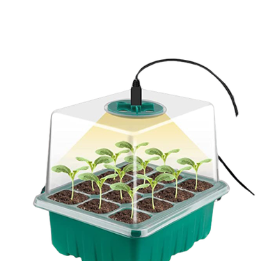 Full Spectrum LED Grow Light with Seedling Tray Plant Seed Starter Trays, Greenhouse Growing Trays with Holes 12 Cell Per Tray_voghion.com