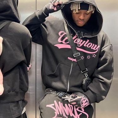 Men's Clothing Street Dark Sweatshirts Men And Women Gothic Hip-Hop Couple Letter Printed Hooded Cardigan Trend_voghion.com