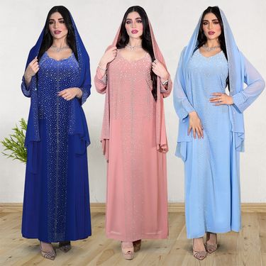 Women's Clothing Arabian hot diamond chiffon robe party sparkling dress dress_voghion.com