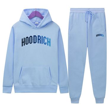Hoodrich Print Hoodie & Jogger Set - Fleece-Lined Unisex Sportswear For Streetwear & Casual Wear_voghion.com