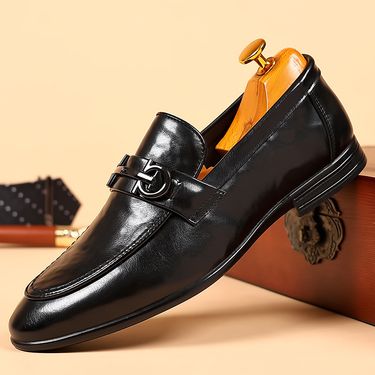 New Korean Business Formal Casual Shoes, Comfortable And Versatile British Style Breathable Loafers, Men's Leather Shoes_voghion.com