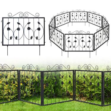 Decorative Garden Fence With 8 Panels Animal Barrier_voghion.com