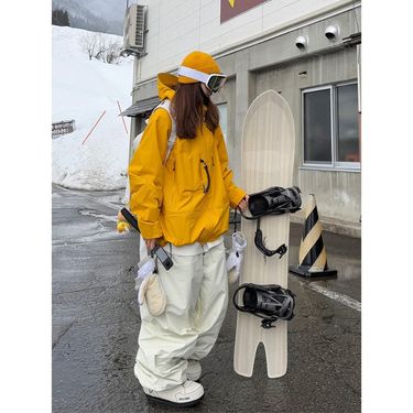 Fuyan Yellow Ski Set For Women 2025 Autumn Winter New Outdoor Windproof Waterproof Professional Warm Snowboard Suit_voghion.com