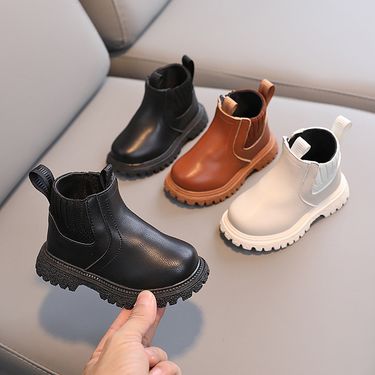 ShoeGlobe Autumn Winter New Children's British Style Simple Boys Martin Girls Side Zipper Fashion Short Single Boots Trendy_voghion.com