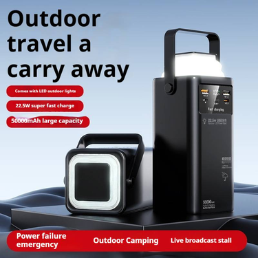 50000mAh Power Bank With Built-in Cables - 22.5W Fast Charging, Foldable & Portable, LED Flashlight, Dual USB Output_voghion.com
