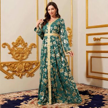 Women's Elegant Temperament Robe Printed Long Dress_voghion.com