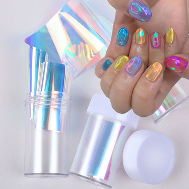 Aurora Nail Art Ice Glass Foil Film Sticker Cellophane Colorful Laser Candy Nail Stickers Nail Art Transfer De s_voghion.com
