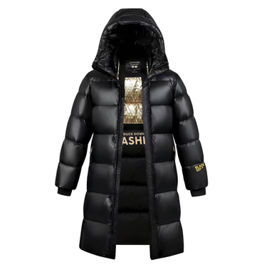 Men's Clothing 2024 new black and gold down jacket for men and women, same style, bright surface, winter warm and thick couple jacket, high version_voghion.com