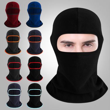 Fleece hood hat autumn and winter cold-proof fleece ski mask outdoor sports windproof warm face hat_voghion.com