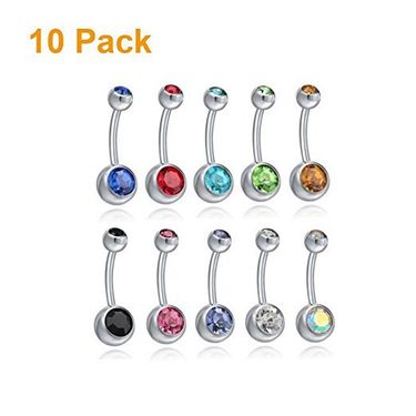hot sale double diamond diamond belly button ring belly button buckle piercing body jewelry_viptrois.com