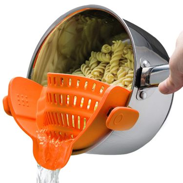 Versatile Silicone Pot Side Filter - Wide Mouth Clip-On Strainer for Fruits and Vegetables_voghion.com