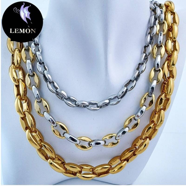 Men's & Women's Stainless Steel Chain Necklace, Handcrafted U-Shaped Link Design, Adjustable Length For Layering, Electroplated Gold/Silver Finish_voghion.com