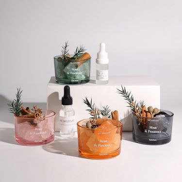 Aromatherapy Diffuser Stone - Flameless Essential Oil Reed Diffuser For Home & Bedroom, Decorative Crystal Rock With Dried Flowers, Unique Gift Set_voghion.com