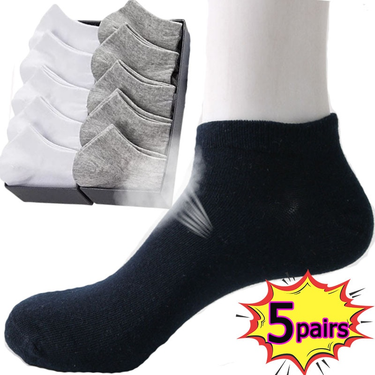 1/5pairs Low Cut Men's Solid Color Black White Grey Breathable Cotton Sports Male Summer Short Ankle Socks Women Men_voghion.com