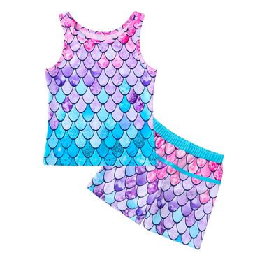 Mother & Kids swimsuit children's clothing children's fish scale sunscreen surfing split swimsuit suit mermaid girls sleeveless swimsuit_voghion.com