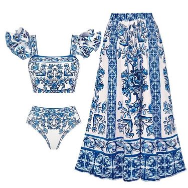 Women's wrap skirt suit beach skirt gathered conservative belly cover_voghion.com