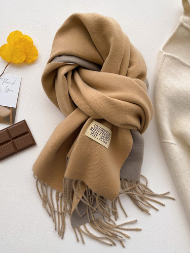 Soft solid color double sided scarf women's winter cashmere shawl dual purpose student knitted warm scarf_voghion.com