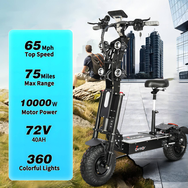 X14 10000W Dual Motor 72V40Ah Battery Electric Scooter 14 Inch Tyres Max Speed 65Mph Range 75Miles Lcd Display Foldable Escooter_voghion.com