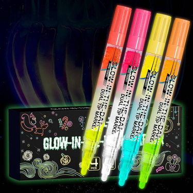 Dual-Tip Glow In The Dark Marker Pens - 8 Vibrant Colors, Waterproof & Non-Fade, Perfect For DIY Art, Study Notes & Creative Projects_voghion.com