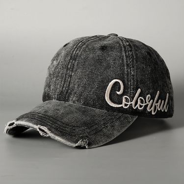 Men's Hats Dyed Embroidered Letters Hole Baseball Hat For Women New Spring And Summer Sun Protection Cap_voghion.com
