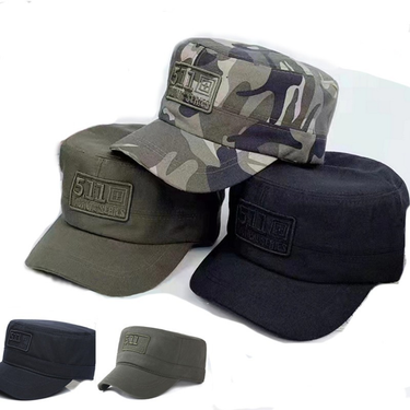 Spring and Autumn Men's Duck Tongue Twill Embroidered Letter Flat Top Sunshade Leisure Sun Hat_voghion.com