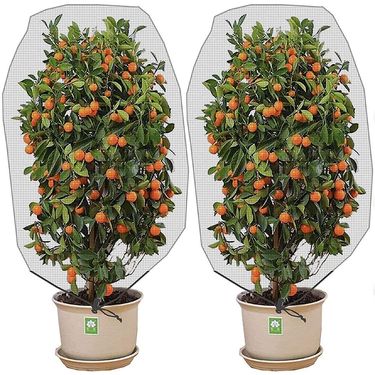 2PCS Insect Bird Barrier Netting Mesh with Drawstring-Large Garden Bug Netting Plant Cover for Protect Plant from Insect Eating_voghion.com