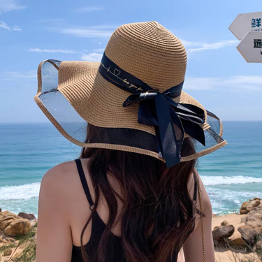 Straw hat women's summer beach beach travel sunshade vacation sunscreen big brim big brim cool hat net red sun hat_voghion.com