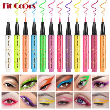 Eye Shadow & Liner Combination Fit Colors 12 Colors UV Fluorescent Eyeliner Pen Face And Body Paint Pen Festival Stage Party_voghion.com