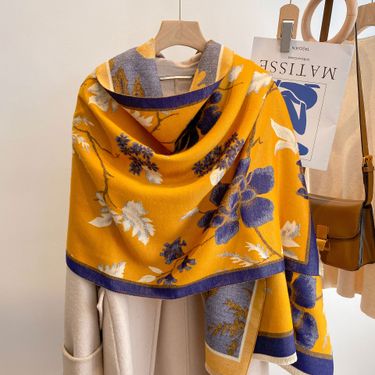 New Cashmere For Women's Shawl, Office Blanket, Flowers, Autumn And Winter, All Season Versatile, Thick Scarf_voghion.com