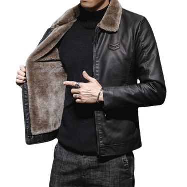 Men's Clothing Leather Jacket Lapels And Pile Thickening Trend_voghion.com
