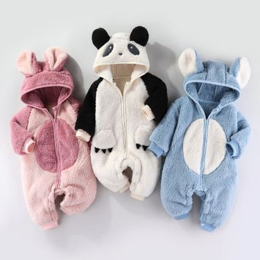 Mother & Kids Jumpsuit Baby Winter Romper With Hood Soft Fleece-Lined One-Piece Outfit For Newborns & Infants (0-12M) – Cozy Animal-Themed Designs_voghion.com
