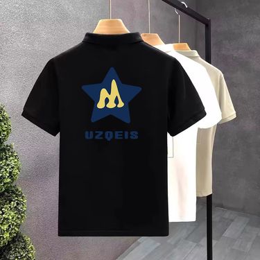 Men's Clothing Short Sleeve Simple T Shirt Loose Lapel Top_voghion.com