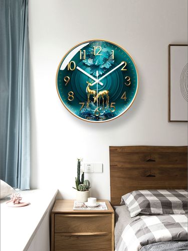Yipula 7124 Fortune Deer Luxury Fashion Creative Home Living Room Silent Quartz Clock Wall Watch_voghion.com