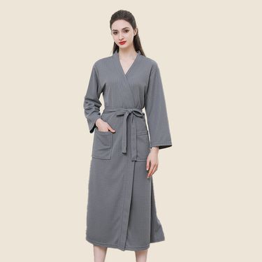 Waffle Summer Sweat Steaming Suit Women's Wind Absorbent Quick-Drying Bathrobe_voghion.com