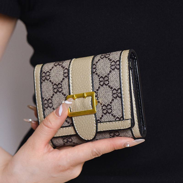 Vintage Floral Wallet – Small Tri-Fold Leather Card Holder (3 Colors)_voghion.com