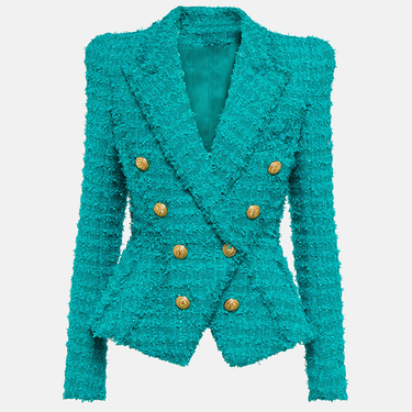 Women's New Style Star Fashion Fringed Tweed Slim Blazer_ecoleips.com
