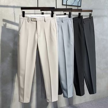 Men's Clothing Casual Pants Spring And Autumn Summer Thin Elastic Suit Pants Nine Point Trousers_voghion.com