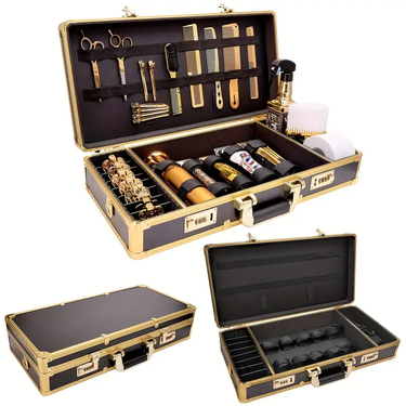 Portable Hairdressing Tool Storage Box Aluminum Alloy Multifunctional Hair Styling Tools Storage Case With Password Lock_voghion.com