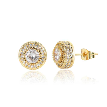 Women's Jewelry Round Full Zircon Hip Hop Earrings High End Niche Jewelry 925 Silver Needle Men's Earrings_voghion.com