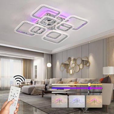 Modern Led Ceiling Lights,8 Square Luminaire Plafonnier,Dimmable Ceiling Lamp,80W Flush Mount Ceiling Light Fixtures,3000-6000K_voghion.com